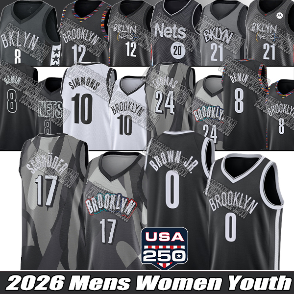 Maglia Brooklyn Netss Maglie Da Basket Netsly #24 Thomas #2 Johnson Schroder Zi…