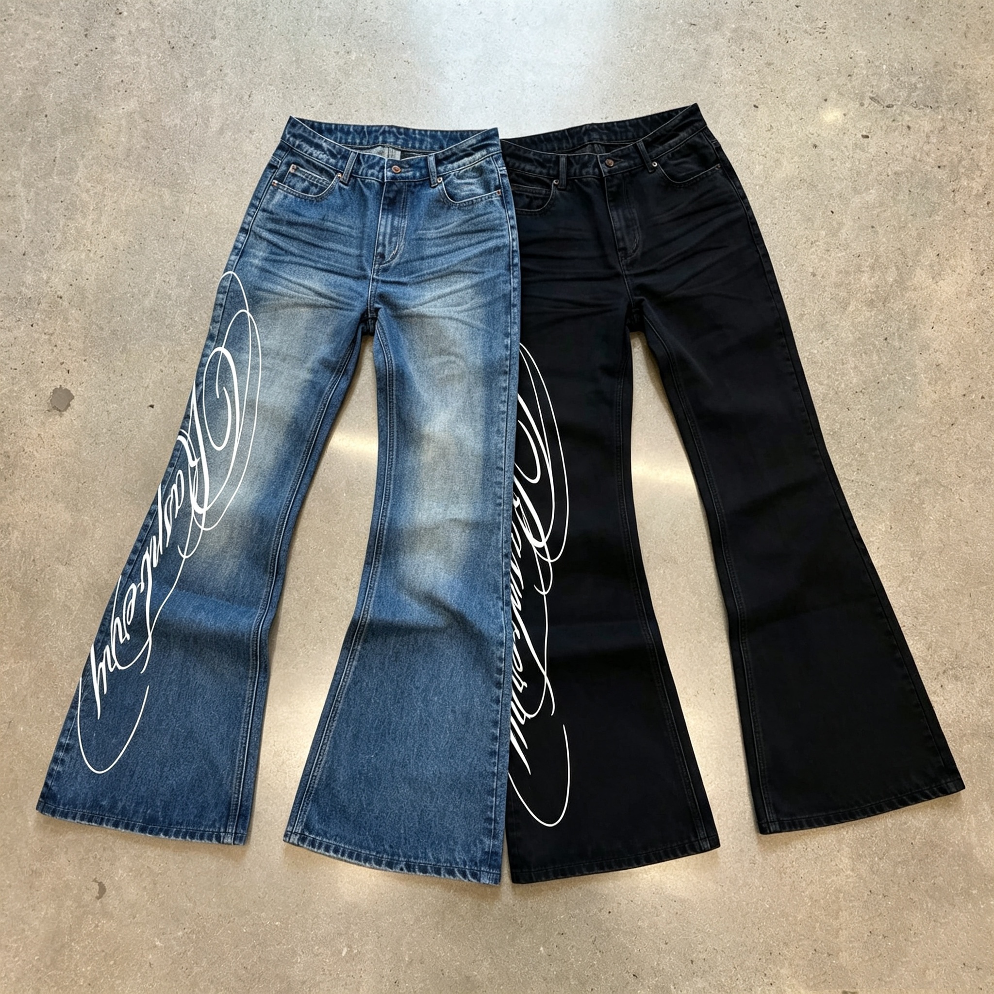 designer Jeans Washed Letter Print Jeans for Men Women Y2K Harajuku Punk Streetwear Wide Leg Floor-Length Trousers Ins Fashion - view 7