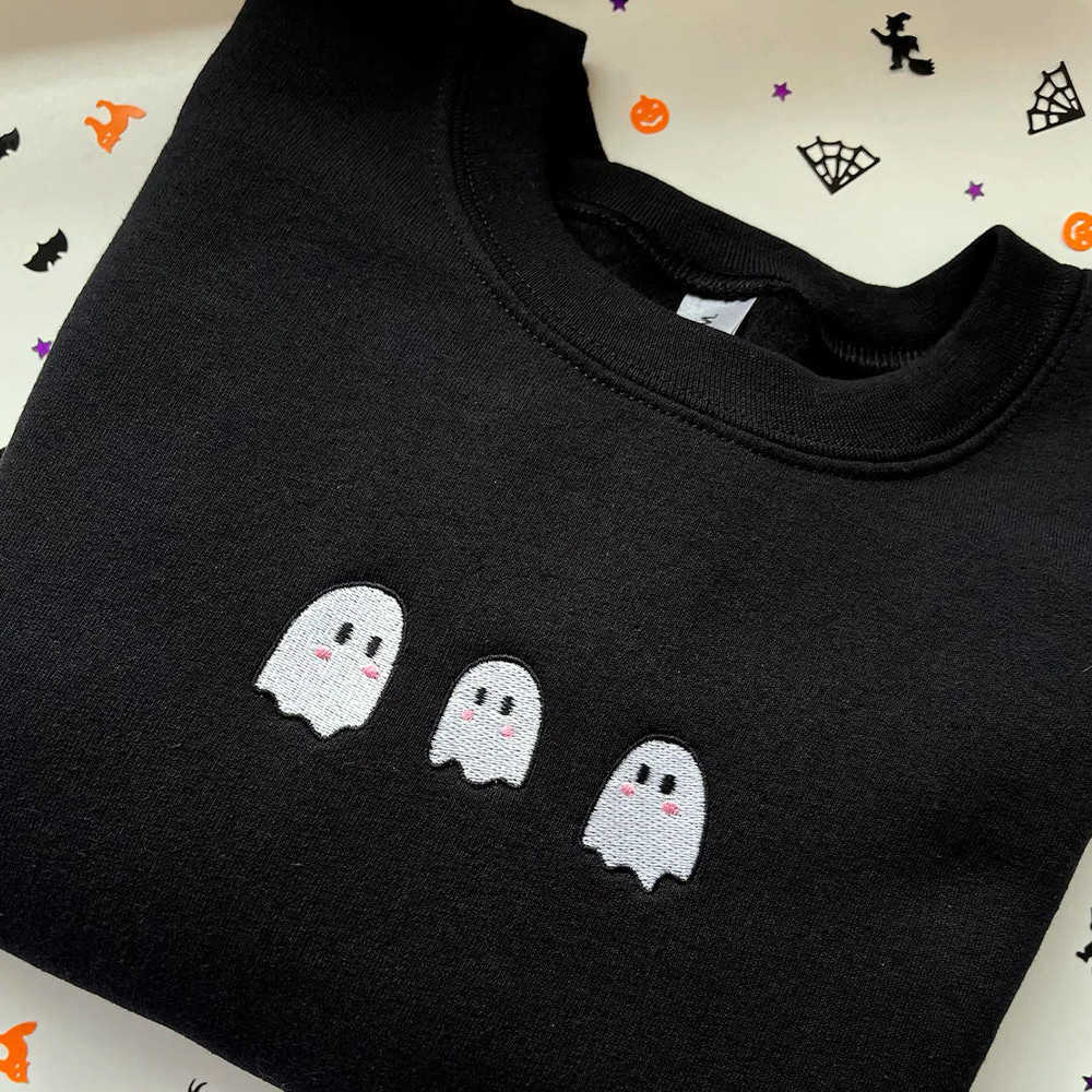 Ghosts Carino Ricamato Carino Autunno Felpe Unisex Girocollo Sciolto Spesso Mag…