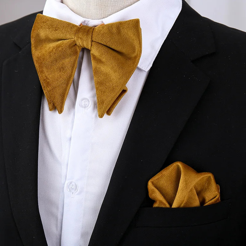 Fashion Velvet Big Bowties Flannelette Large Size Bow Ties For Men Formal Dress Handkerchief Wedding Party Tuxedo Groom Bow Knot 260730 - view 6