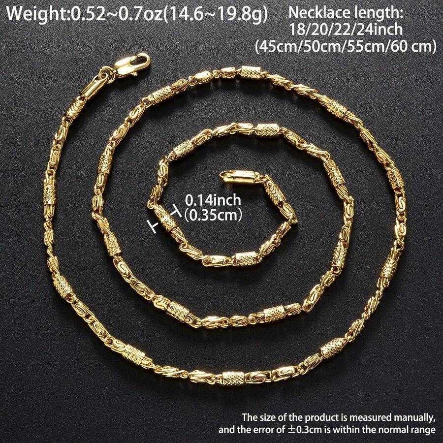 1pc Personalized Fashionable Cuban Link 14K Gold Plated Necklace Unisex Design Suitable For Daily Wear Party Banquet Travel H260731 - view 8