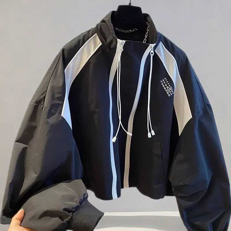Design Niche Zipper Loose Casual Stand Collar Windbreaker Jacket Spring and Autumn Short Jacket TopT260731 - view 3