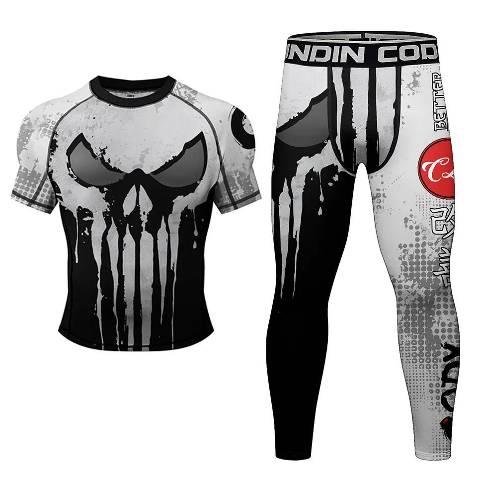 Jiu Jitsu Rashguard Men MMA Boxing T-shirt Pant Sets Compression Rash Guard Sportswear Bjj Kickboxing Jerseys Muay Thai Shorts 260729 - view 5