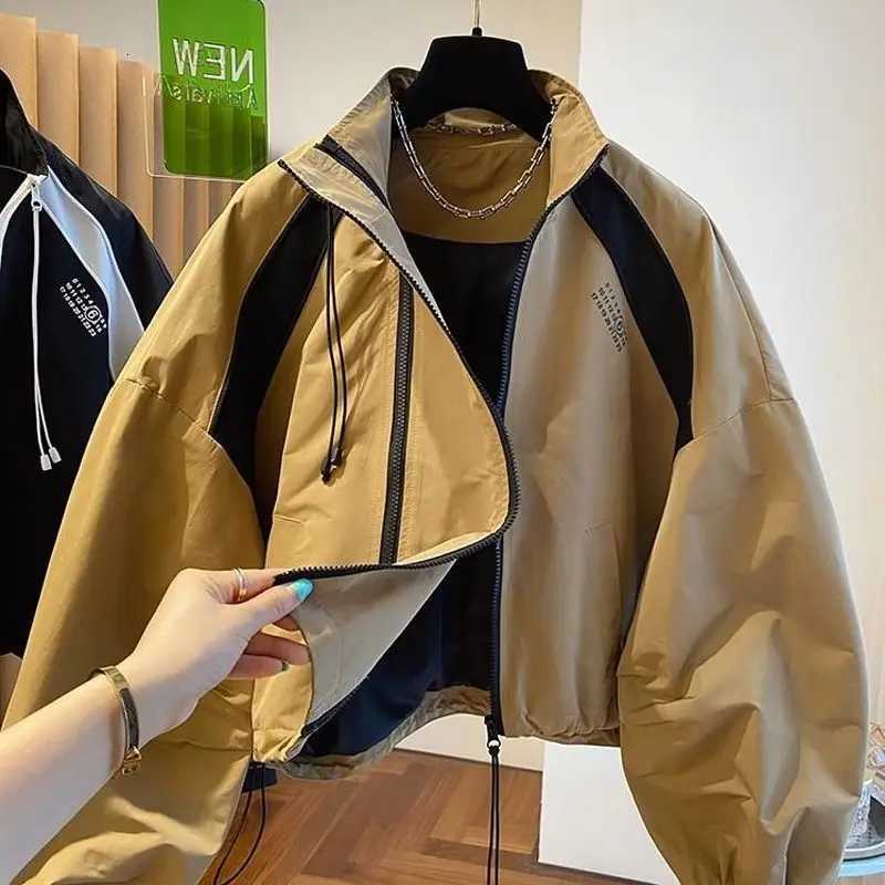 Design Niche Zipper Loose Casual Stand Collar Windbreaker Jacket Spring and Autumn Short Jacket TopT260731 - view 4