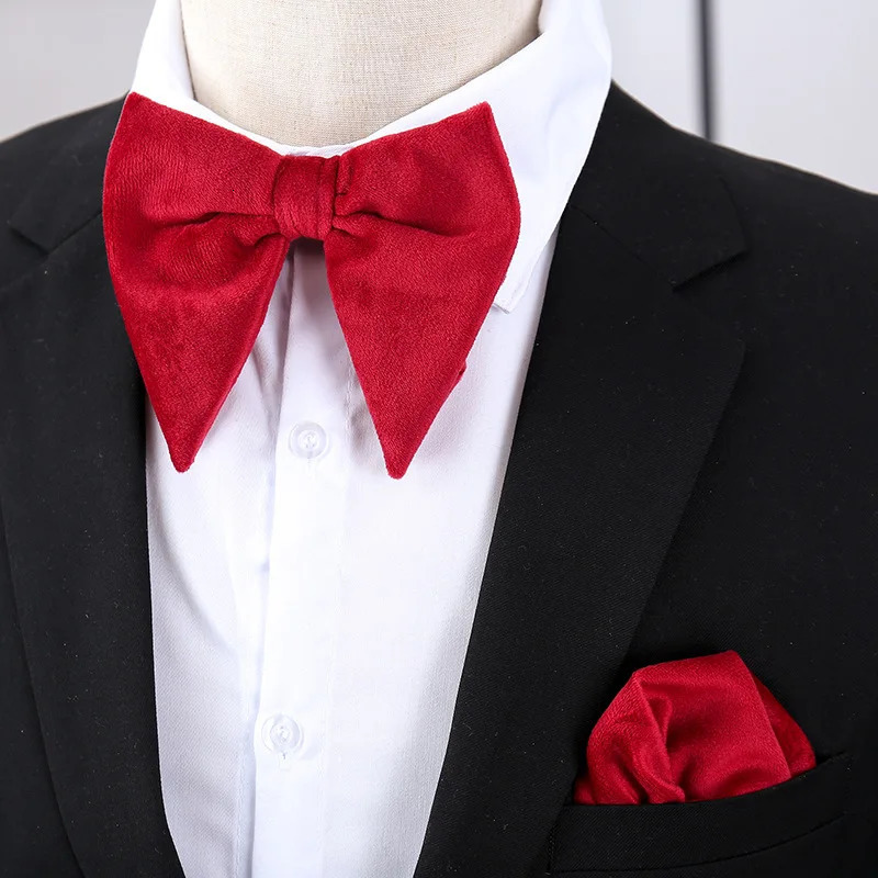 Fashion Velvet Big Bowties Flannelette Large Size Bow Ties For Men Formal Dress Handkerchief Wedding Party Tuxedo Groom Bow Knot 260730 - view 5