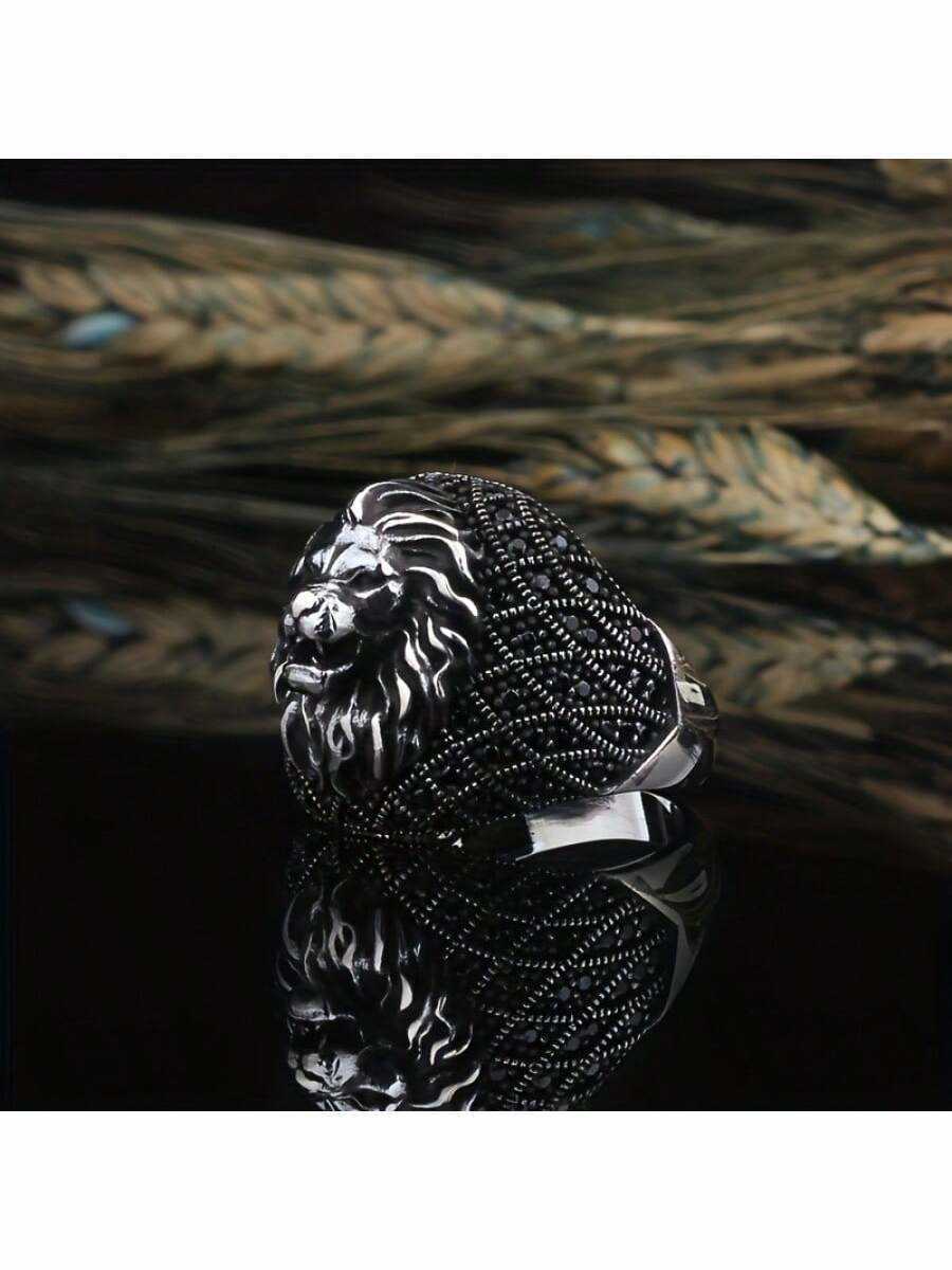 Anello Con Testa Di Leone Retrò Alla Moda Da Uomo Utilizzato Per La Decorazione Quotidiana Del Regalo Per La Famiglia E Gli Amici, Regalo Di Complea-image