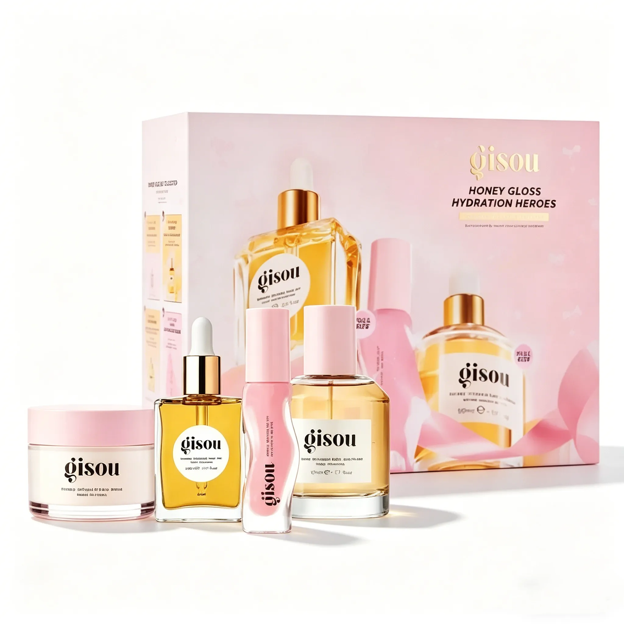 Gisou Set 4 In 1 Honey Infused Hair Perfume 50Ml Hair Oil 20Ml Hair Mask 75Ml L…