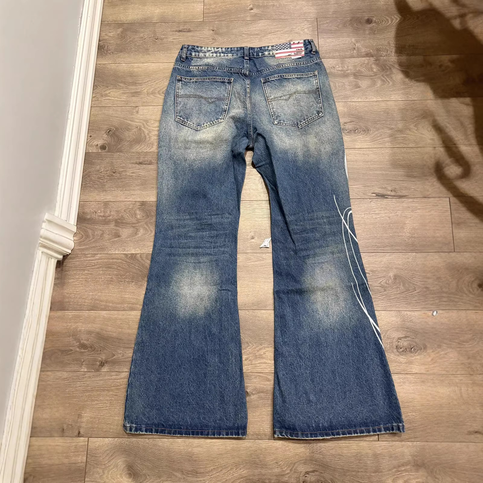 designer Jeans Washed Letter Print Jeans for Men Women Y2K Harajuku Punk Streetwear Wide Leg Floor-Length Trousers Ins Fashion - view 6