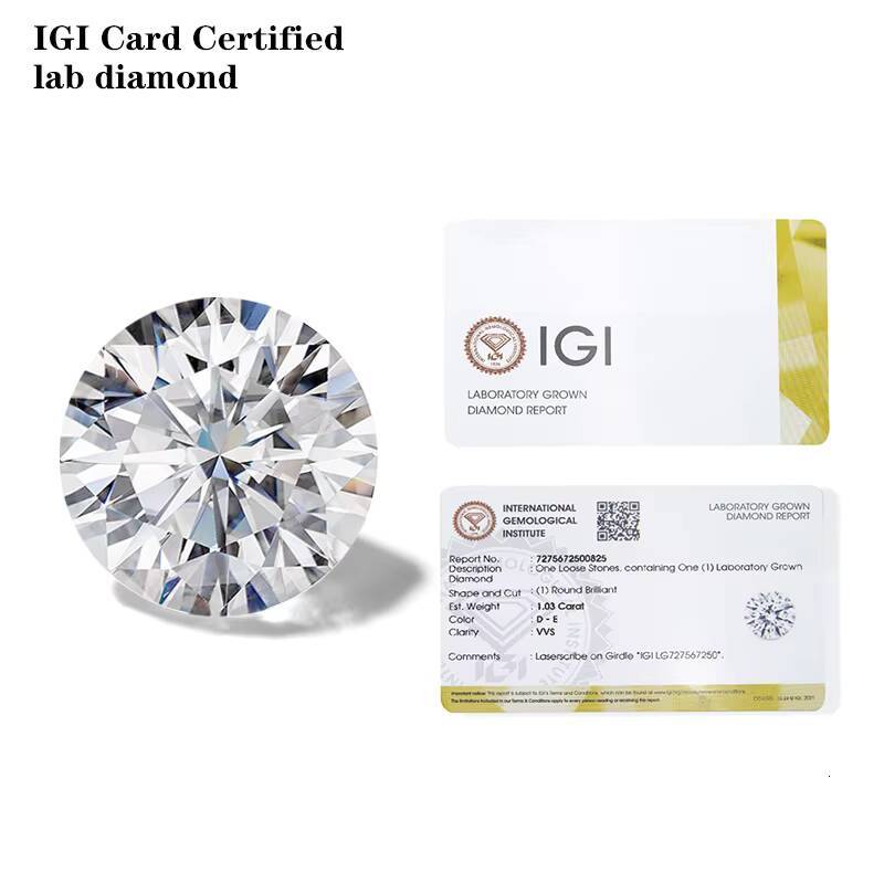 New Service IGI Card Certified 1Ct CVD Diamond Lab Grown Round Cut Loose Diamon…