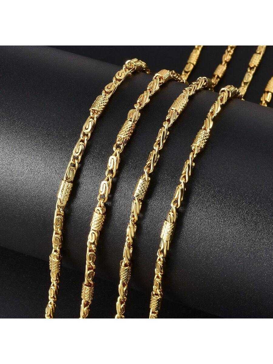1pc Personalized Fashionable Cuban Link 14K Gold Plated Necklace Unisex Design Suitable For Daily Wear Party Banquet Travel H260731