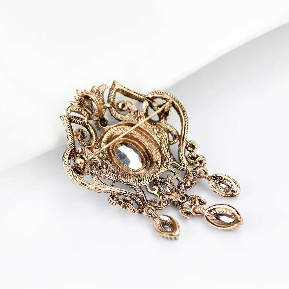 Sunspciems Full Rhinestone Gray Crystal Flower Brooch Pins Bohemia Ethnic Banquet Jewelry Turkish Hijab Scarf Broches Brooches Z260401