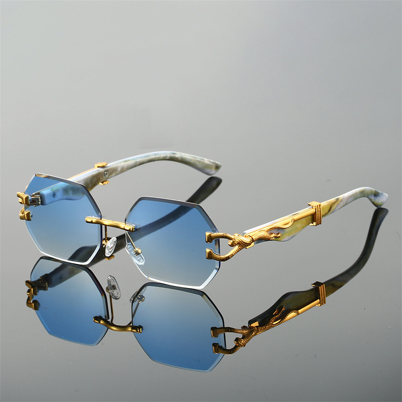 MUST-HAVE Retro Frameless Sunglasses, Leopard Head Cut-Edge Design, European & American Trendy Style, Irregular Fashion Glasses
