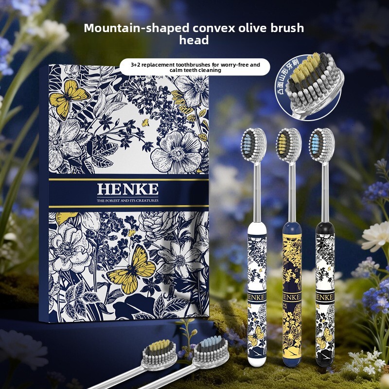 Toothbrush Mountain Style Interchangeable Head Convex Large Wide Head For Adults And Couples High Aesthetic Handle Gift Box Packaging