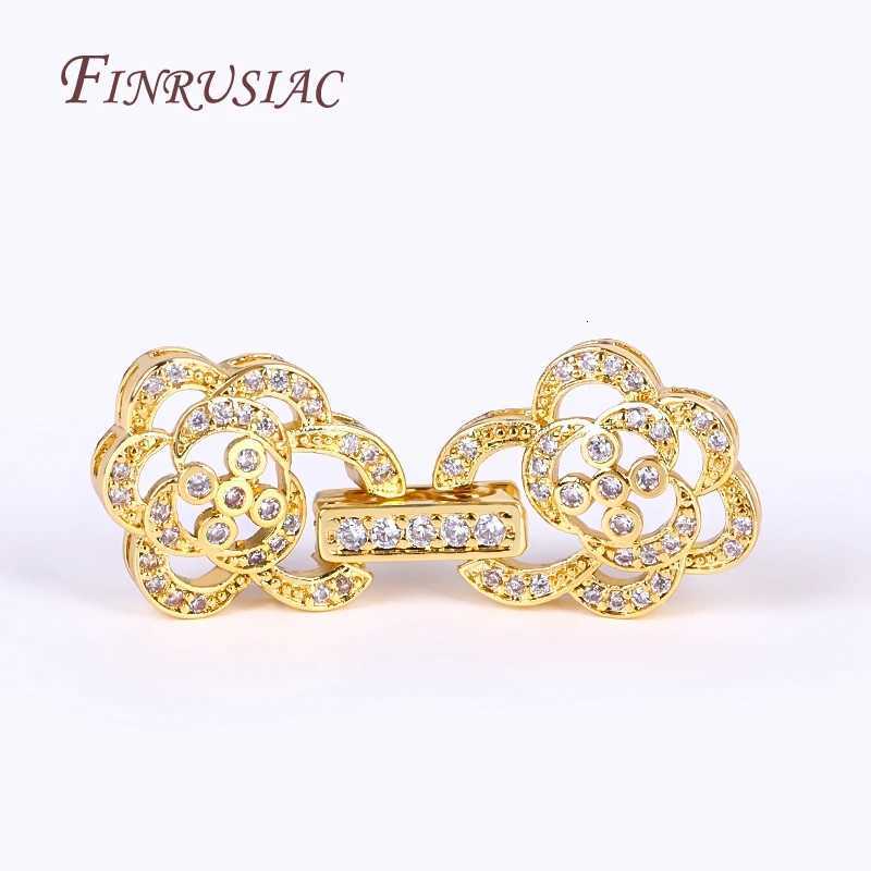 18K Gold Plated Inlaid Zircon Closure Fasteners Lock ClaspsHandmade Decorative Connector Fastener Pearls Clasps Supplies Z260401
