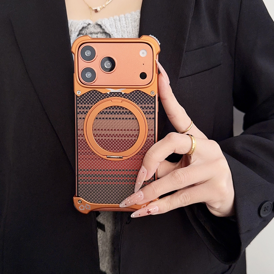 iPhone 15 Pro Max Compatible Fastand Metallic Frame with Unique Fiberglass Design - Supports Seamless Apple MagSafe Accessories Integration