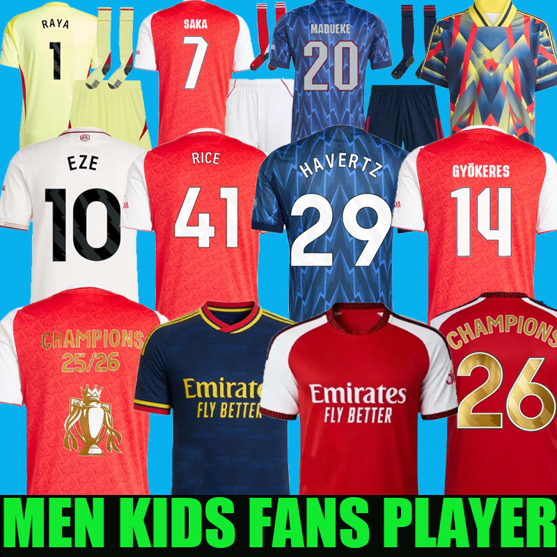 GYOKERES EZE soccer jerseys 25 26 27 HAVERTZ RICE SAKA MADUEKE DOWMAN Norgaard ODEGAARD MARTINELLI 2025 2026 MERINO football shirt men kids kit fans Arsenaljersey