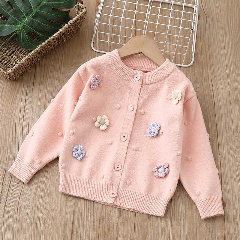 Cardigan Cardigan Girls Sweater Cardigan Knitted Sweater Children's Clothing Jacket Autumn Winter New Handmade Flower Girl Baby Girl Top