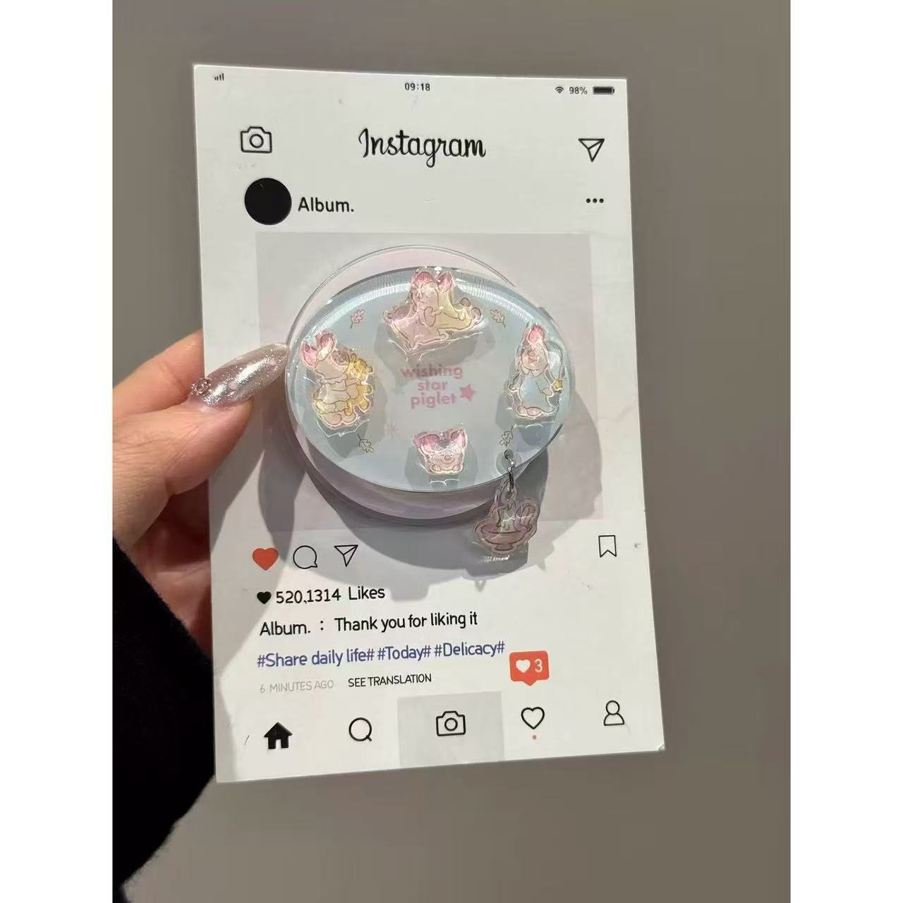 Cute pink stripe pajamas piglet magnetic stand for iPhone iPhone case women