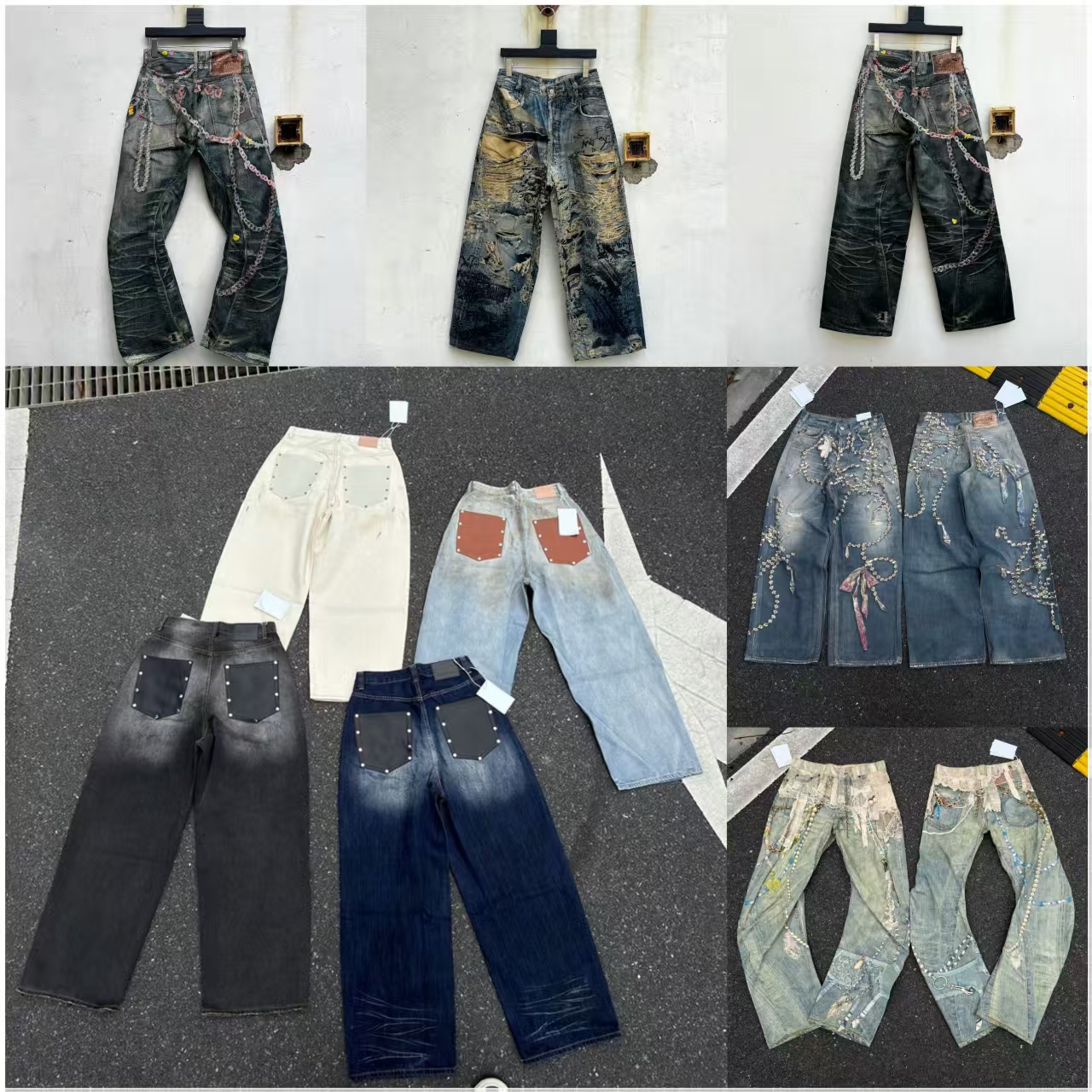 stacked acnestudiosjeans American high street retro distressed spray paint distressed jeans with urban neutral style straight-leg pants for both men women jeans