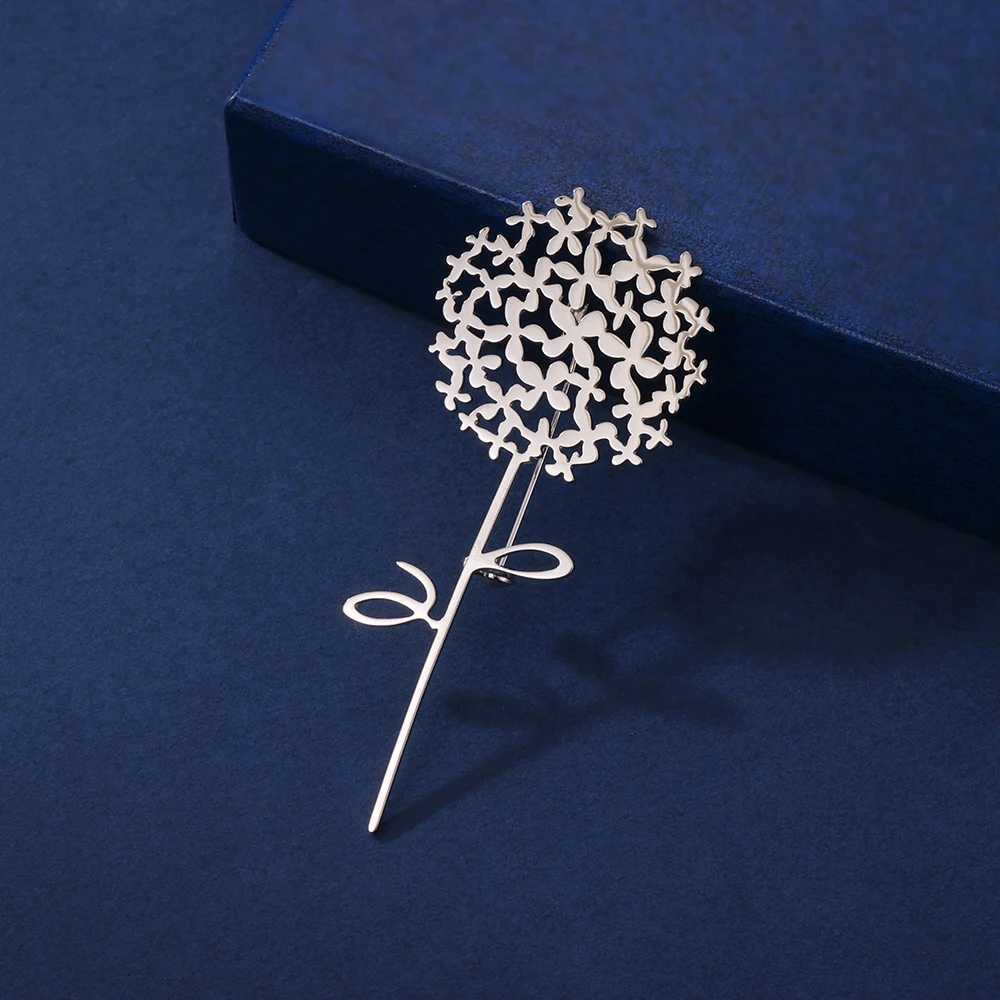 Dandelion Flower Brooch Minimalist Hollow Metal Lapel Pin Gold Silver Tone for Women Wedding Bridal Party Dress Accessory Z260401
