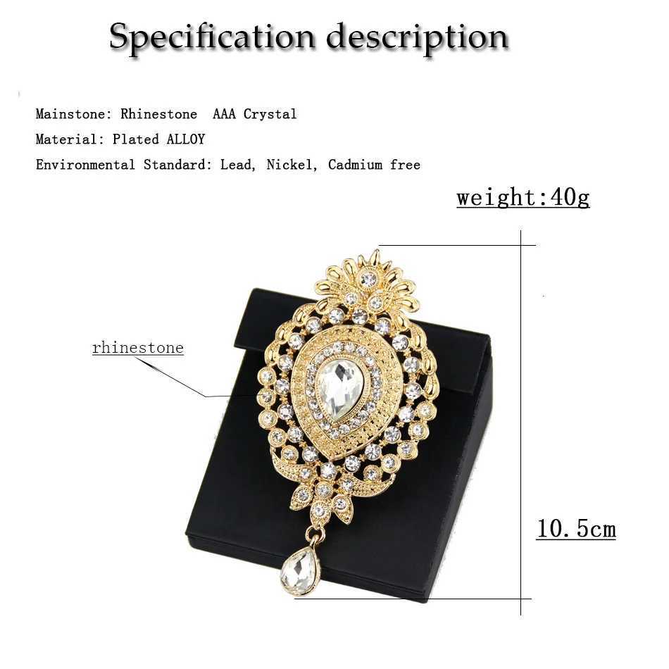 Sunspicems Gold Silver Color Morocco Crystal Brooch Pins For Women Algeria Caftan Jewelry Arabian Flower Brooches Wedding Bijoux Z260401