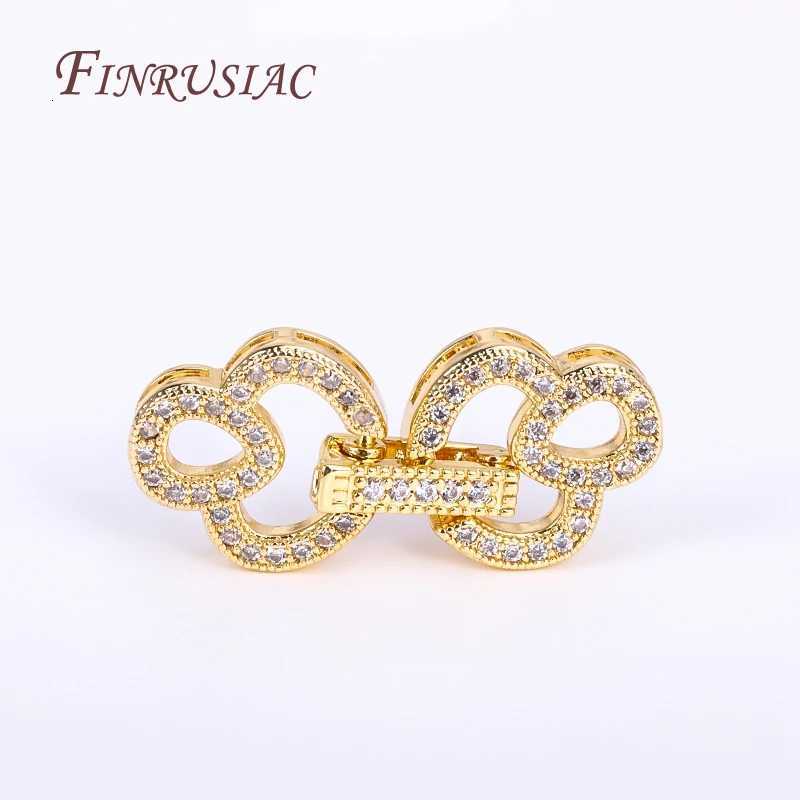 18K Gold Plated Inlaid Zircon Closure Fasteners Lock ClaspsHandmade Decorative Connector Fastener Pearls Clasps Supplies Z260401
