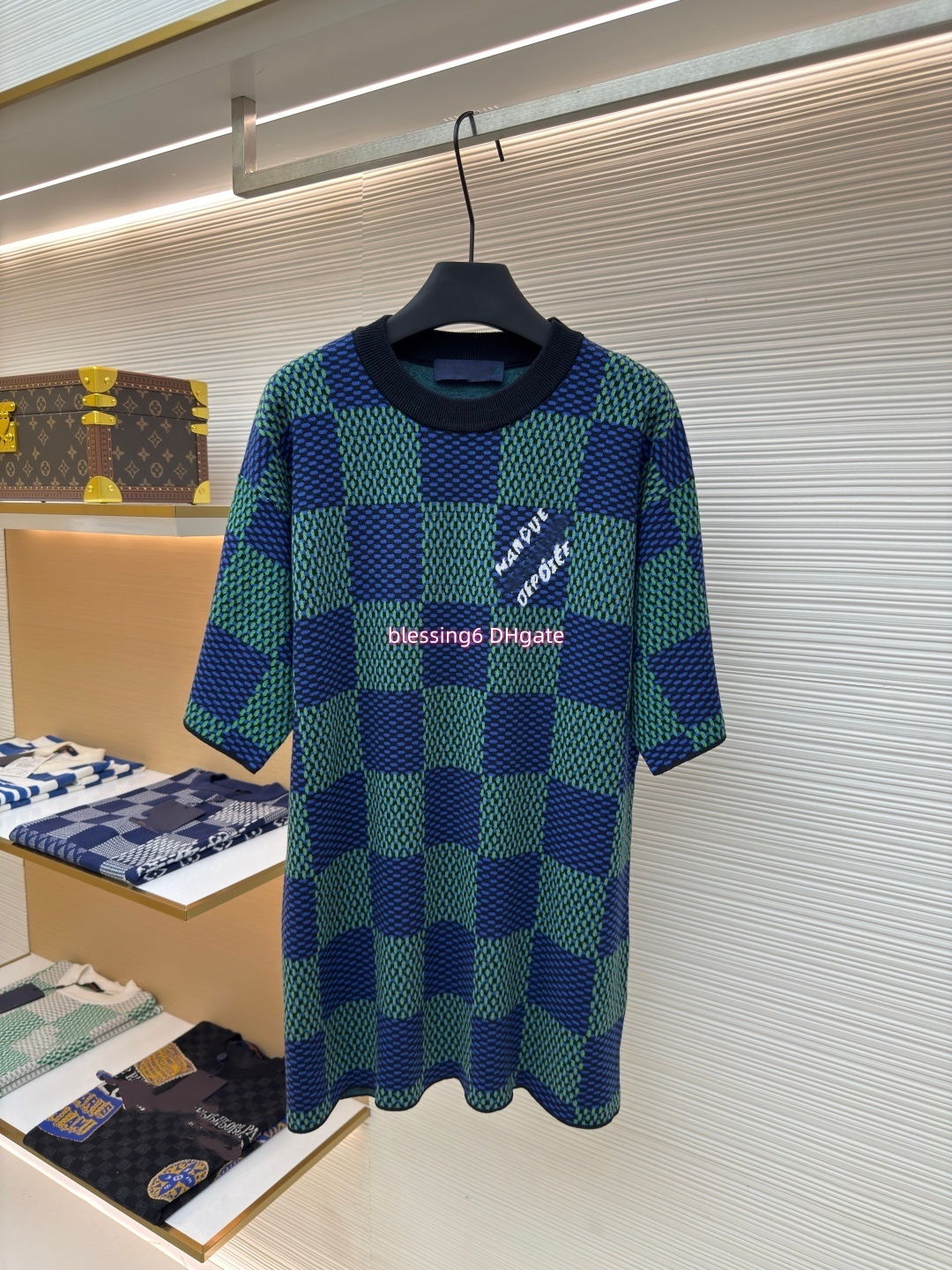 Designer Men's Luxury Chessboard Knitted T-shirt Couple's Checkered Short Sleeve Round Neck Letter Printed Street Style Casual Top Summer Breathable Half Sleeve Tee