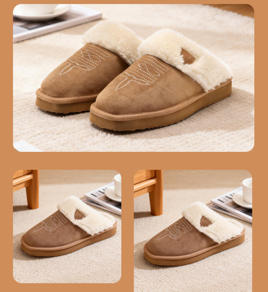Fashion Designer Slides Men's Plush Slippers Men Luxury Embroidery Mules Casual Flats Mens Fuzzy Fur Slide