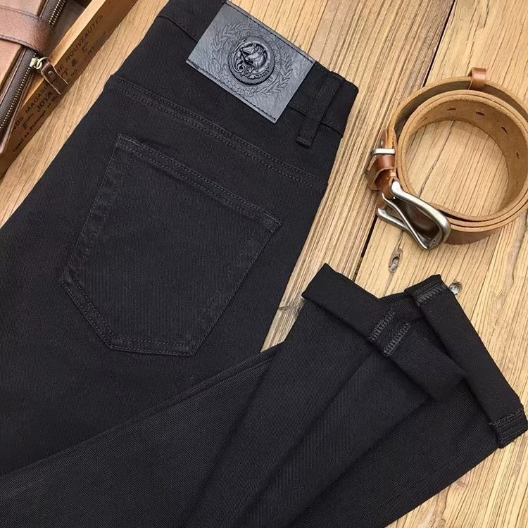 Luxury Brand Designer Clothes Autumn High-End Black Jeans For Men Trendy Stretch Slim Fit Casual Long Pants Spring And Autumn Loose Straight Pants