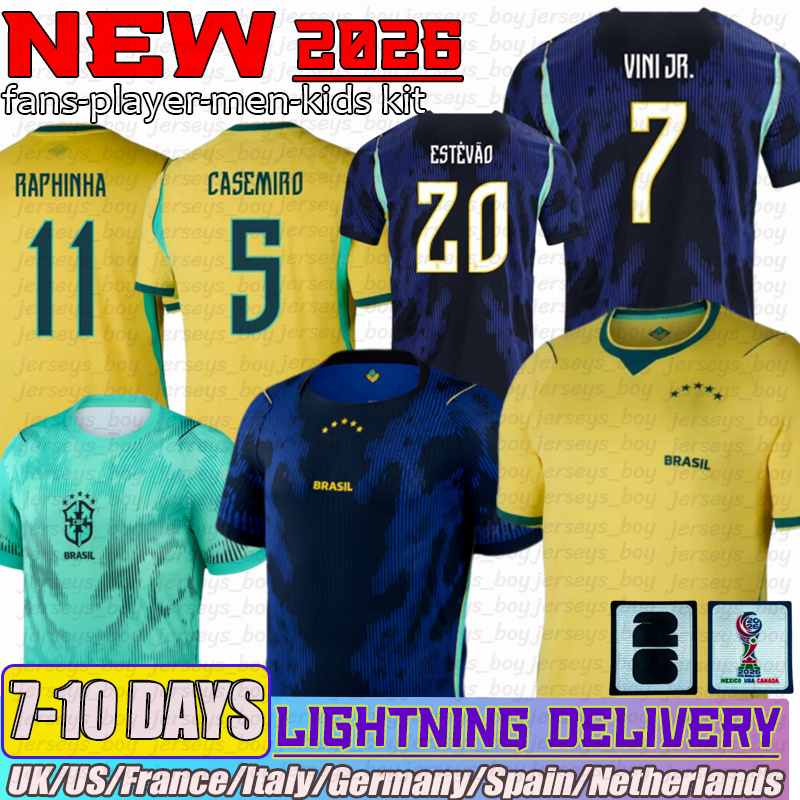 26 27 Brazil jersey kids JUNIOR ESTEVAO soccer jersey MAGALHAES GUIMARAES CUNHA PEDRO 25 26 football jersey RODRYGO SANTOS man shirt kids kit
