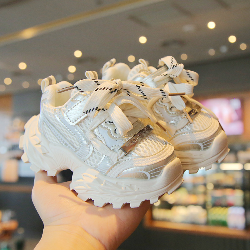 Kids Chunky Sneakers Dad Breathable Mesh Running Shoes Non-slip Soft Sole Casual Sport Shoes for Boys Girls Free shipping