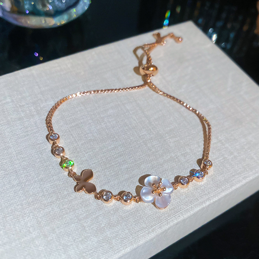 Forest-style fresh elegant zircon cat's eye stone flower bracelet, light luxury high-end feel, sweet and versatile women's jewelry - view 5