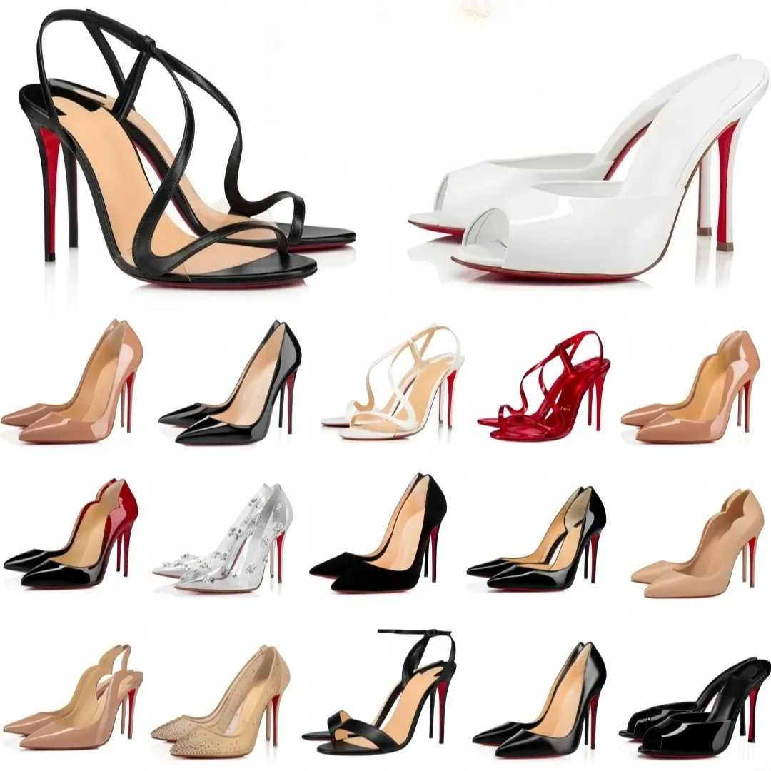 2026 Heels Brand Designer Women's High Heels Red Shiny BottomShoes 8cm 10cm 12cm Stiletto Genuine Leather Woman Pumps with Dust Bag Us4-13