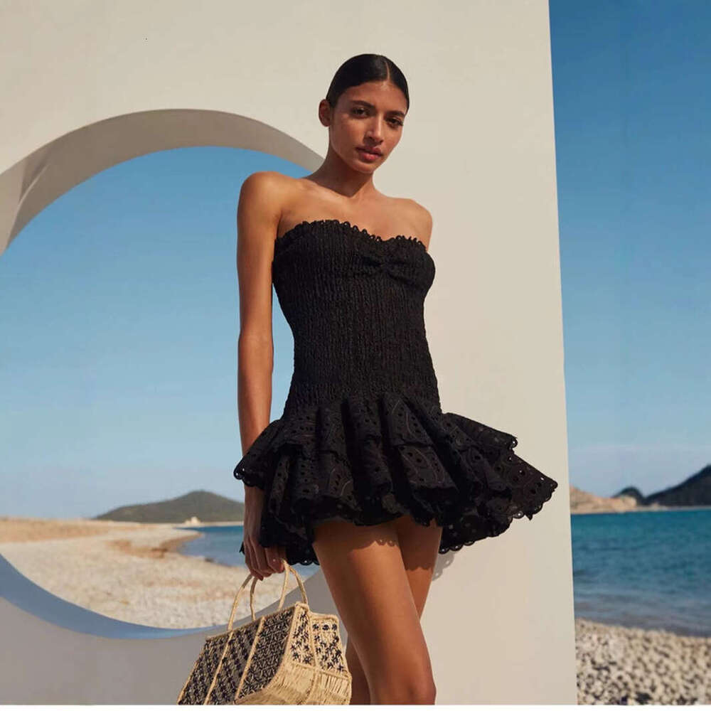 Designer women's niche k30 fashion brand sexy elastic corset dress with ruffled hem, suitable for vacationing women