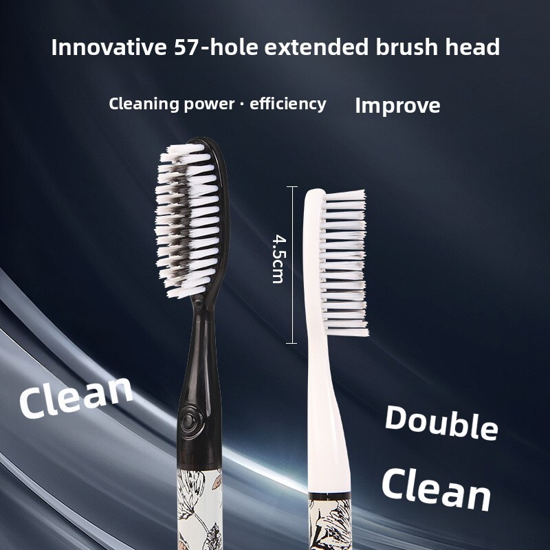 Toothbrush Extended Long Head Deep Cleaning Luxurious Ultra Fine Soft Bristles Butterfly Floral Print High Aesthetic Value For Oral Hygiene