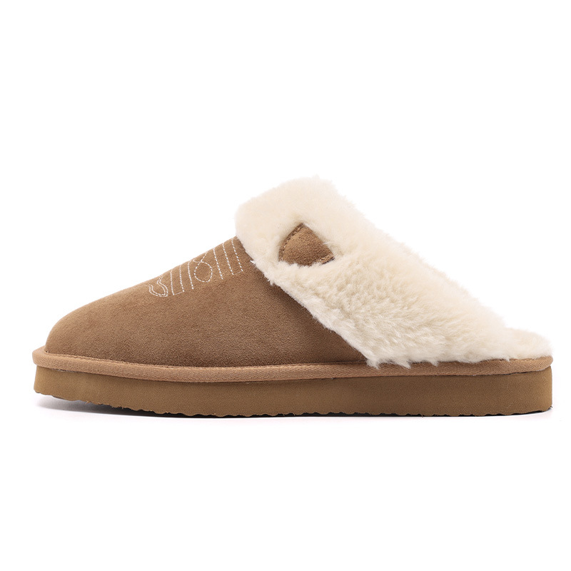 Fashion Designer Slides Men's Plush Slippers Men Luxury Embroidery Mules Casual Flats Mens Fuzzy Fur Slide