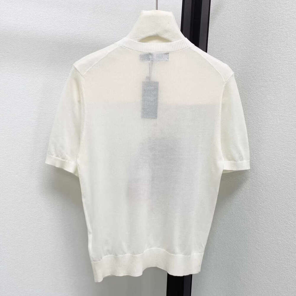 2026 Spring/Summer New Designer Round Neck Printed Lightweight Breathable k30 Thin Short Sleeve Knitted Women's T-shirt