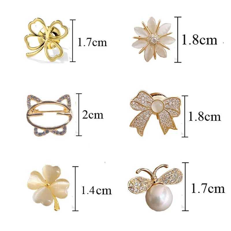 Fashion Brooch Set Flower Bow Brooches for Women Metal Anti-glare Lapel Pin Fixed Clothes Pins Sweater Coat Clothing Accessories Z260401