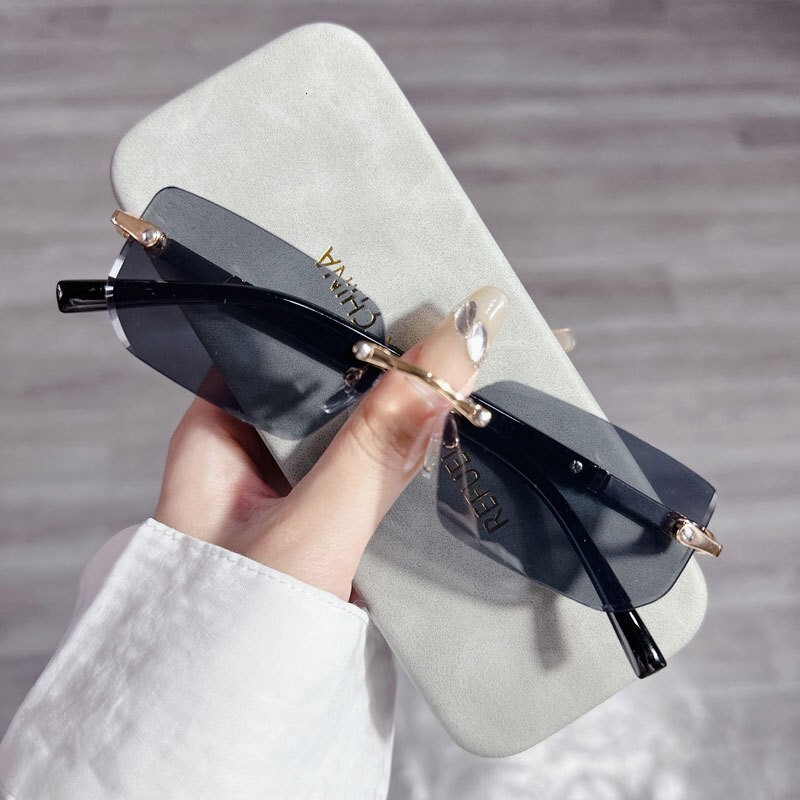 New metal-cut edge frameless square personalized designer style sunshade sunglasses