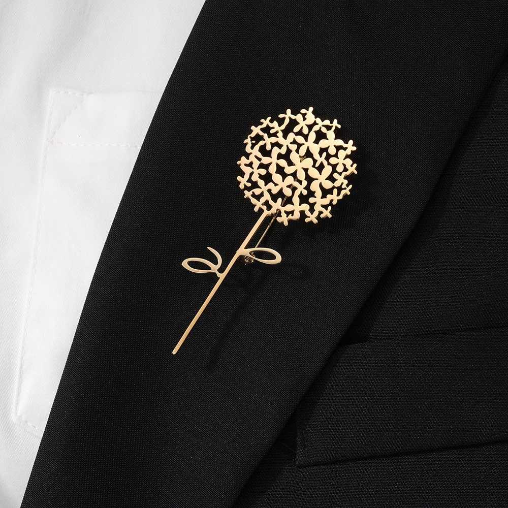 Dandelion Flower Brooch Minimalist Hollow Metal Lapel Pin Gold Silver Tone for Women Wedding Bridal Party Dress Accessory Z260401