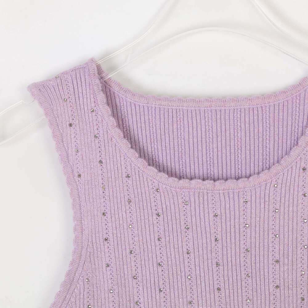 Spring and summer new designer vest with rhinestone solid color round neck k30 sleeveless vest, French A-line short skirt suitable for women