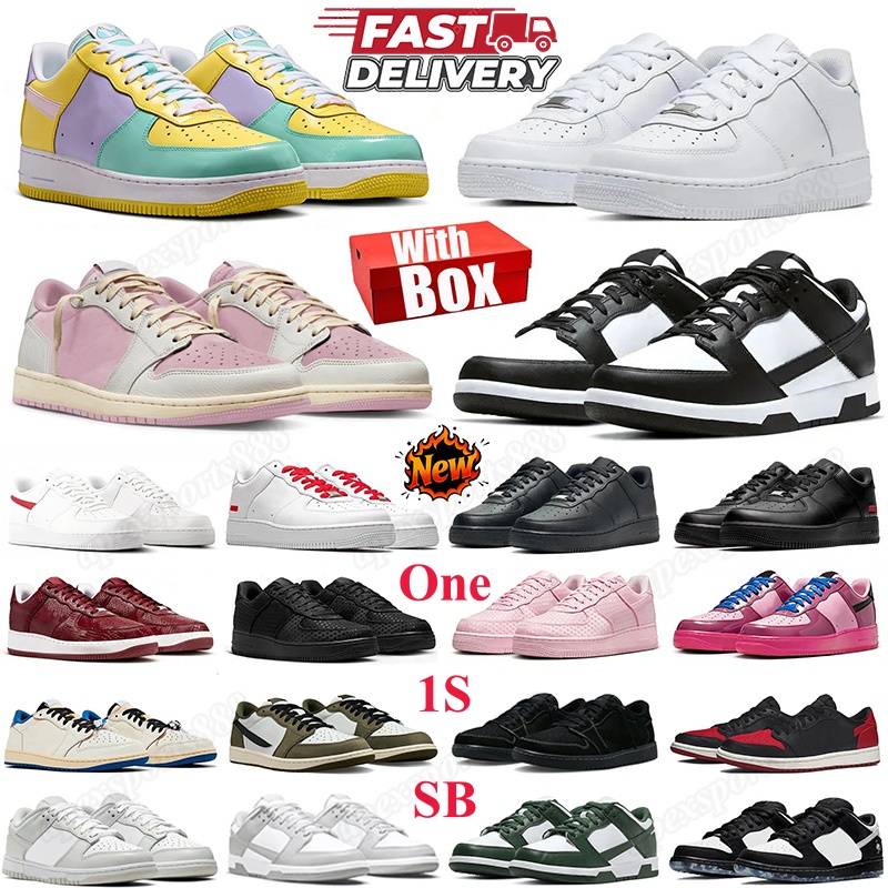 One CPFM x 1'07 1s SB Designer Causal Shoes Low High Triple White Supreme Black Panda Medium Olive OG Mens Womens Outdoor Sport Platform Running Shoes Sneakers Trainers