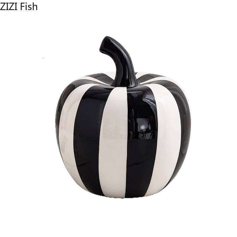 Black and White Striped /pear Ceramic Statue Desk Decoration Minimalist Fruits Sculpture Ornaments Room Aesthetic Decor 26Y0401