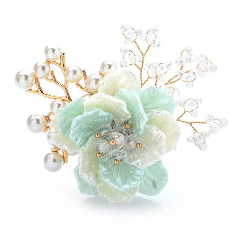 Wulibaby Handmade Crystal Flower Brooches For Women Designer 3-color Pearl New Beauty Flower Party Office Brooch Pins Gifts Z260401