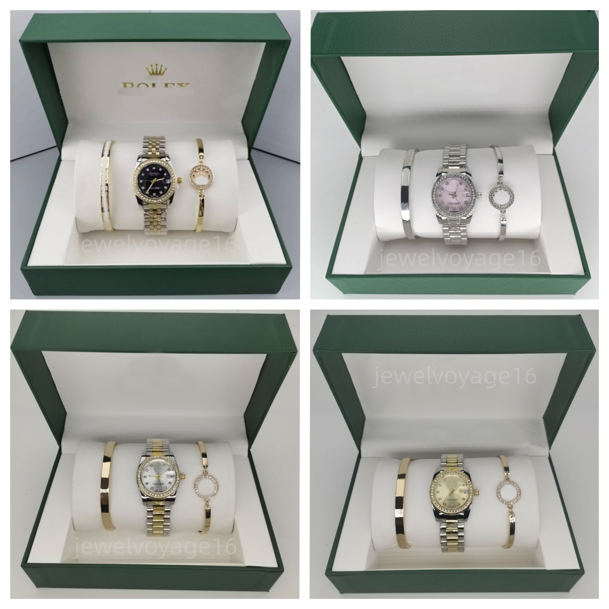 3-piece set of 5-piece watch luxury designer high-quality women's pink dial hollow strap fashionable gold bracelet quartz watch student women's watch Reloj Mujer