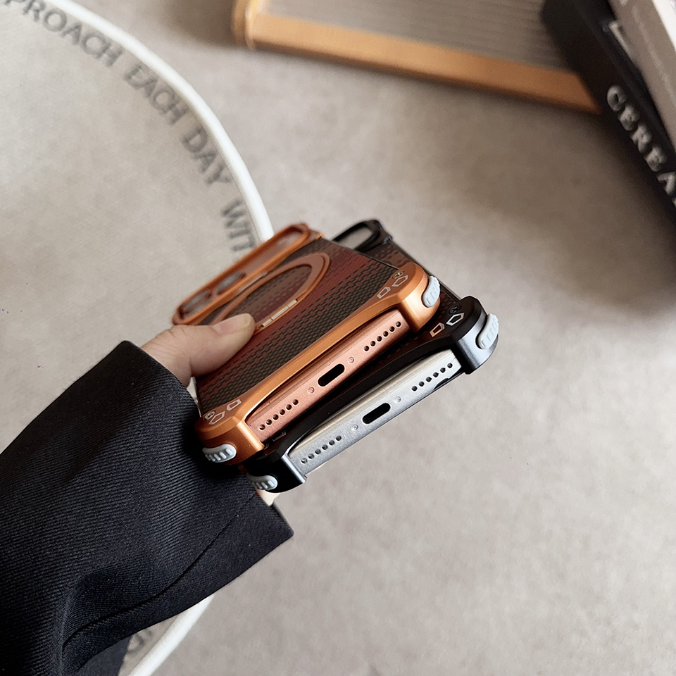 FASTAND Carbon Fiber Texture Metal Lens protection Phone Case For iPhone 15 Pro Max MagSafe Magnetic Wireless Charging Cover