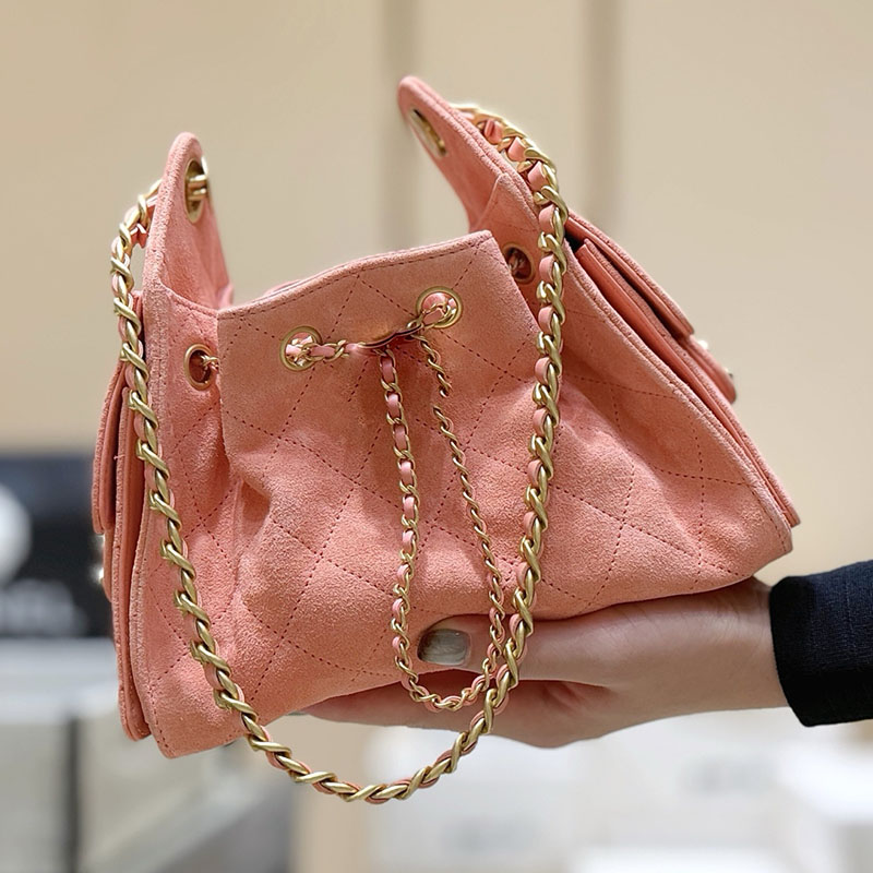 High Quality Designer Bag Mini Luxury Chain Drawstring Handbag Small Tote Purse Shoulder Bags With Side Pocket Genuine Leather Women Clutch Wallet Free Shipping