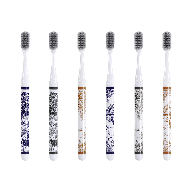 Toothbrush Soft Bristle Landscape Painting Handle Cleaning Gum Protection 6 Piece Gift Box Set For Home Use High End Color Matching