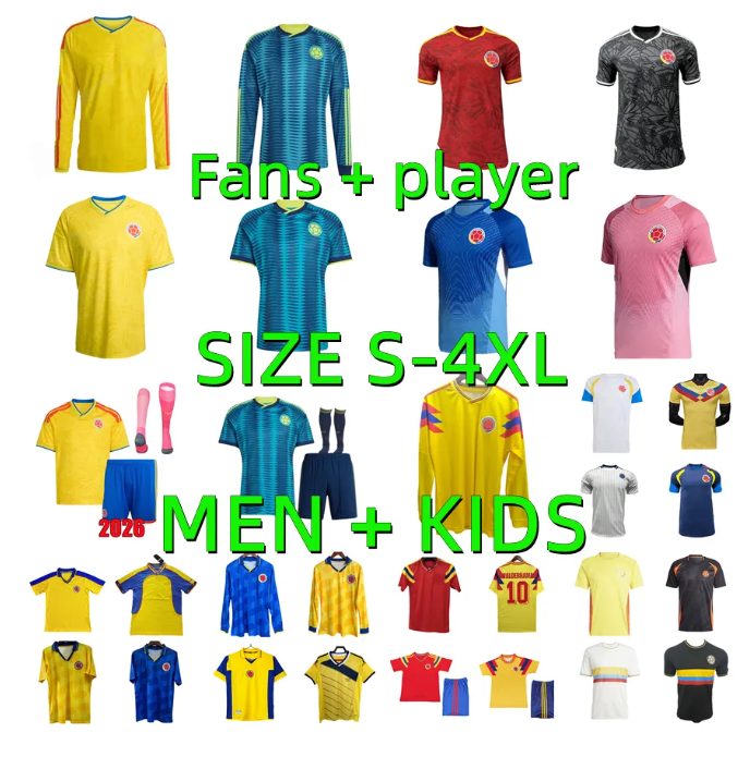 26 27 Colombia soccer jerseys 1990 2001 2014 Retro Valderrama JAMES 2026 2027 football shirt LUIS DIAZ Camiseta de futbol maillot Richard Rios Player version men kids