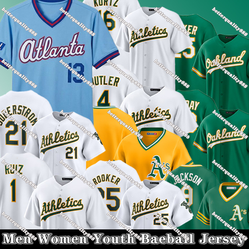 Athletics Baseball Jersey Rickey 24 Henderson 25 Brent Rooker 23 Shea Langeliers 19 Mason Miller 33 JJ Bleday 15 Seth Brown 20 Zack Gelof Athletics Jersey